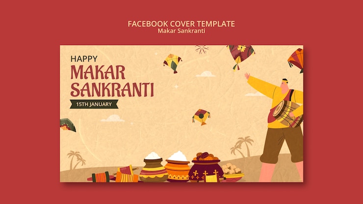 PSD gratuito cover di facebook per la celebrazione di makar sankranti