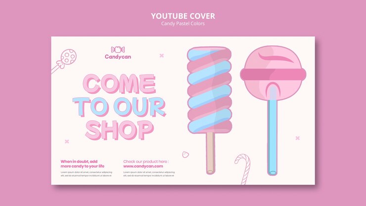 PSD gratuito cover di youtube a colori pastel di caramelle