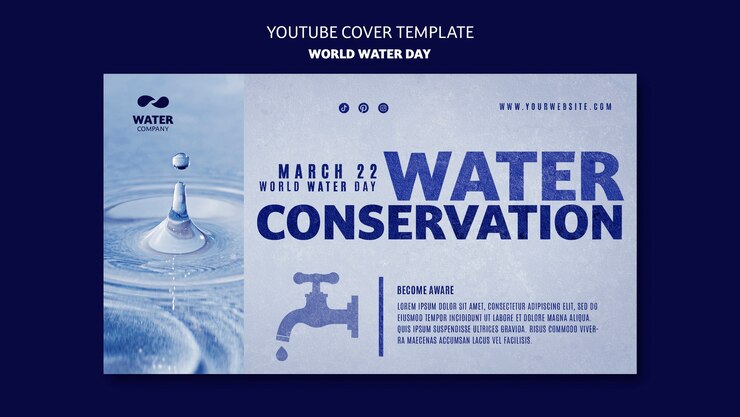 PSD gratuito cover di youtube della celebrazione della giornata mondiale dell'acqua