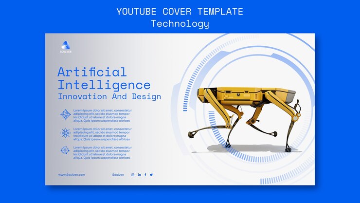 PSD gratuito cover di youtube della tecnologia gradient ai