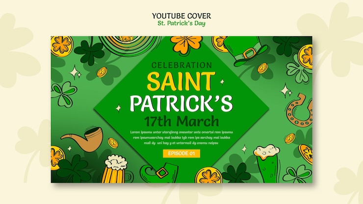 PSD gratuito cover di youtube per la celebrazione del giorno di san patrizio