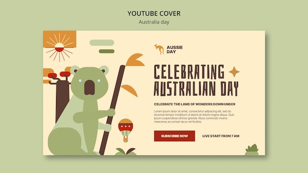 PSD gratuito cover de youtube de la celebración del día de australia