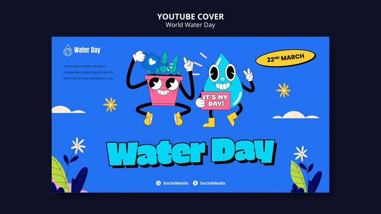 PSD gratuito cover de youtube de la celebración del día mundial del agua