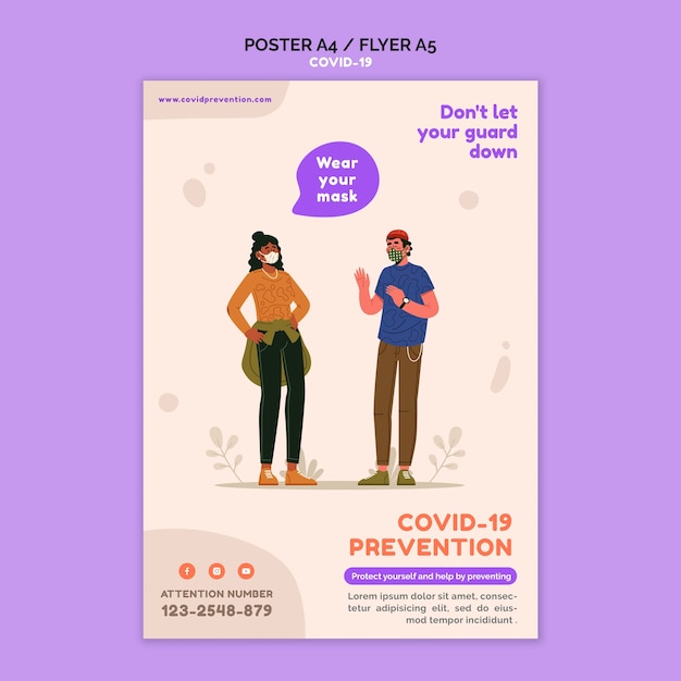 Gratis PSD covid 19 flyer-sjabloon