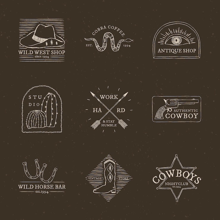 PSD Gratis cowboy themed logo psd collection