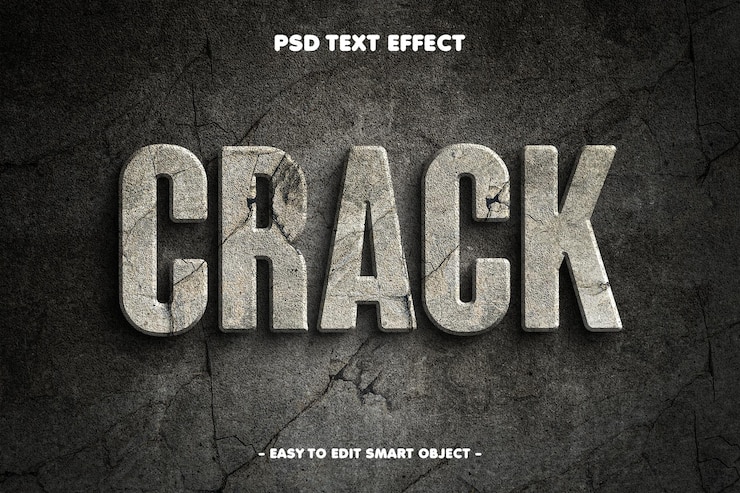 PSD Gratis crack wall texture editable text effect