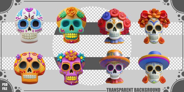 Cráneas de azúcar coloridas para celebraciones y decoración