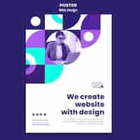 PSD gratuito creación de sitio web con plantilla de póster de diseño