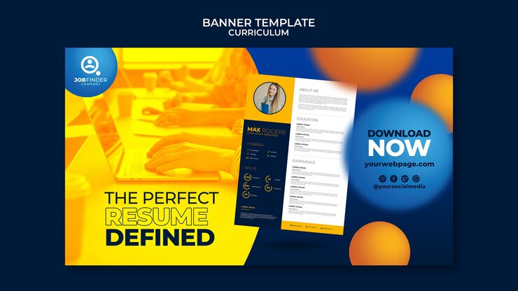 PSD Gratis create perfect resume horizontal banner