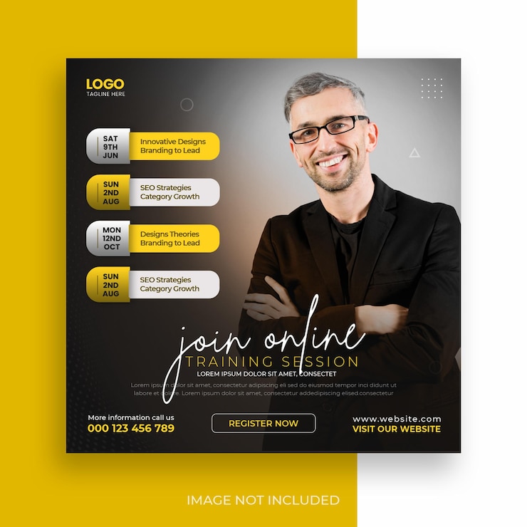 Gratis PSD creatief concept live streaming workshop post social media marketing promotie template