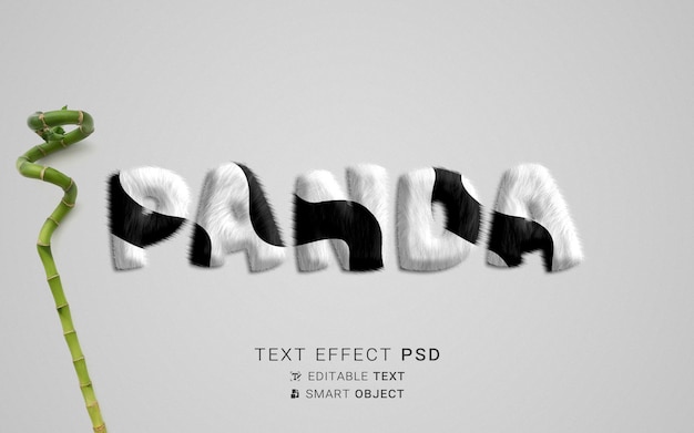 Creatief panda-teksteffect Gratis Psd