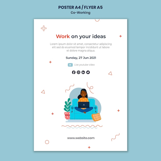 Gratis PSD creatieve co-working afdruksjabloon