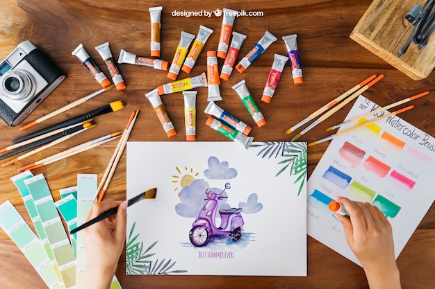 Gratis PSD creatieve kunstmockup