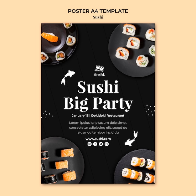 Creatieve sushi poster sjabloon met foto