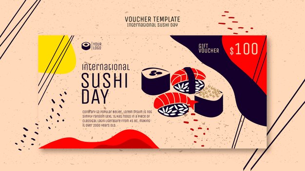 Creatieve sushi voucher sjabloon