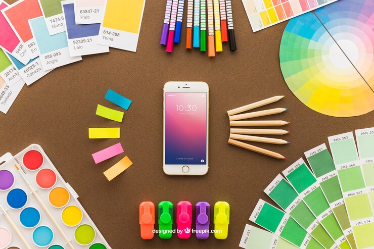 PSD Gratis creative art concept with smartphone