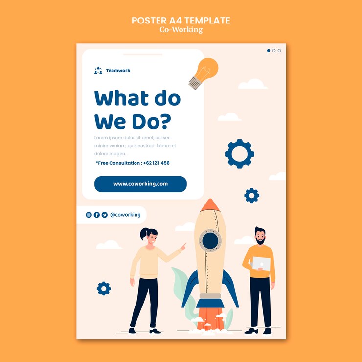 PSD Gratis creative co-working poster template