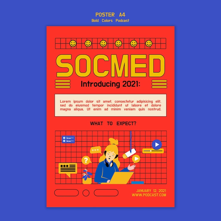 PSD Gratis creative illustrated podcast poster