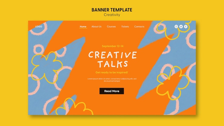 PSD Gratis creative talks workshop landing page template