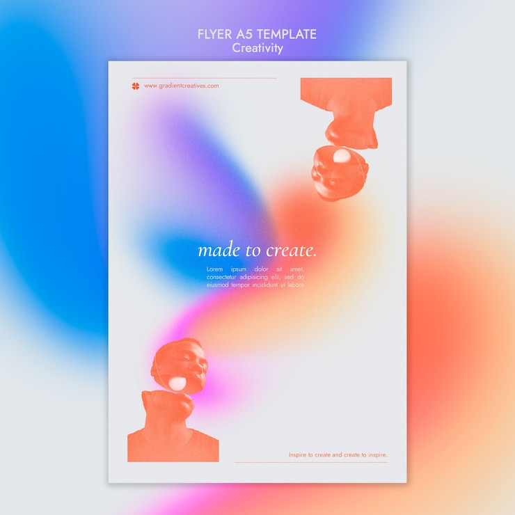 Gratis PSD creativiteit verticale flyer-sjabloon met subtiele verloopstijl