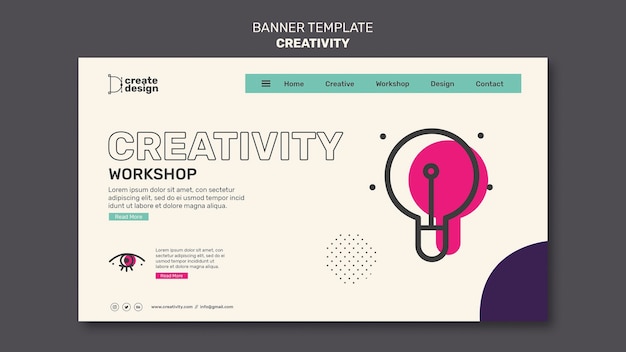 Gratis PSD creativiteit workshop horizontale sjabloon voor spandoek