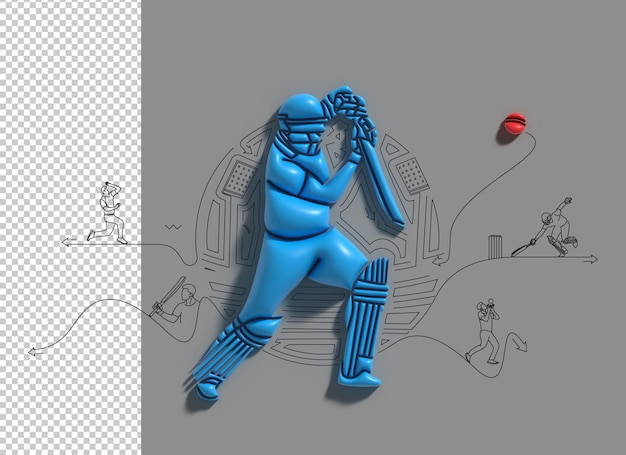 Gratis PSD cricket 3d belettering typografisch transparant psd-element