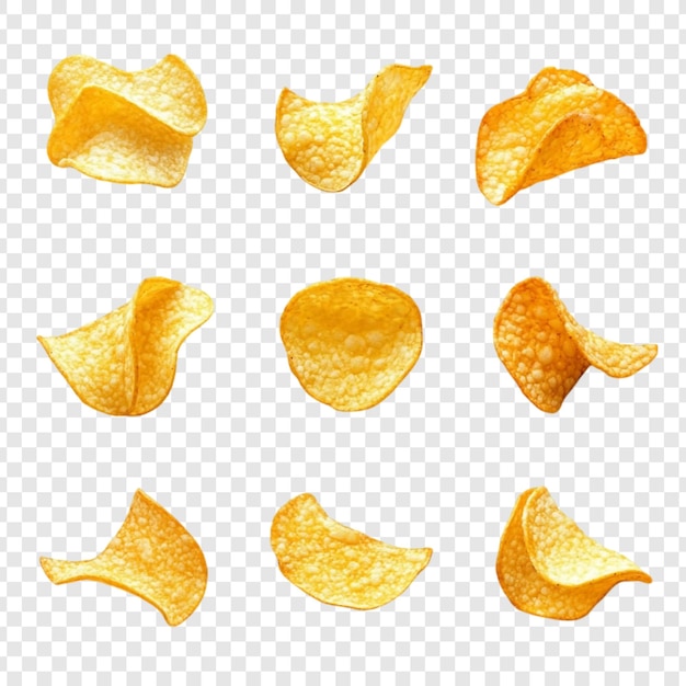 Crispy Potato Chips en movimiento Una colección de deliciosos bocadillos