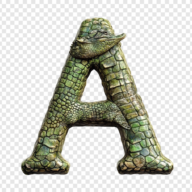 PSD Gratis crocodile alphabet letter a wild animal shaped letter