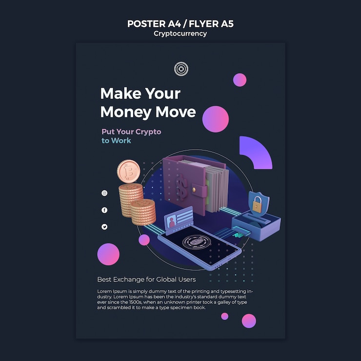 PSD Gratis cryptocurrency design template of poster