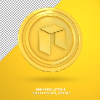 Cryptocurrency gouden neo munt 3d-rendering geïsoleerd