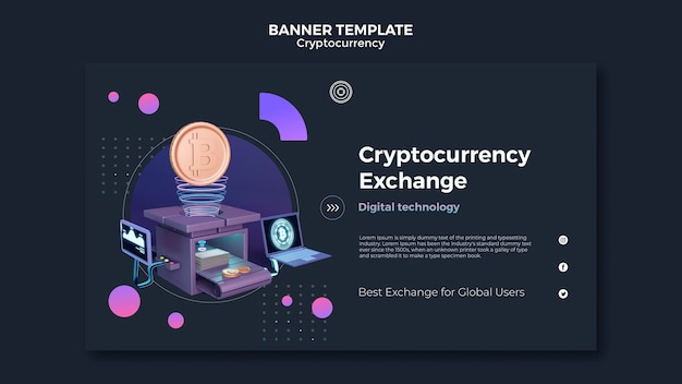 Gratis PSD cryptocurrency-ontwerpsjabloon van banner