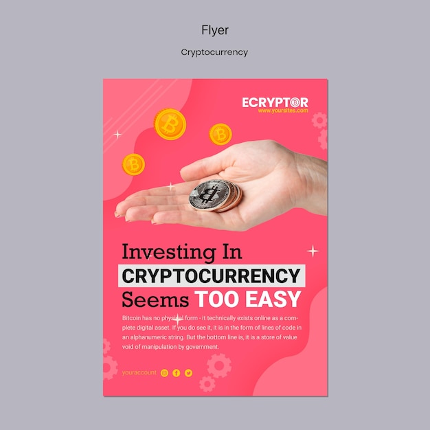 Gratis PSD cryptocurrency-ontwerpsjabloon van flyer