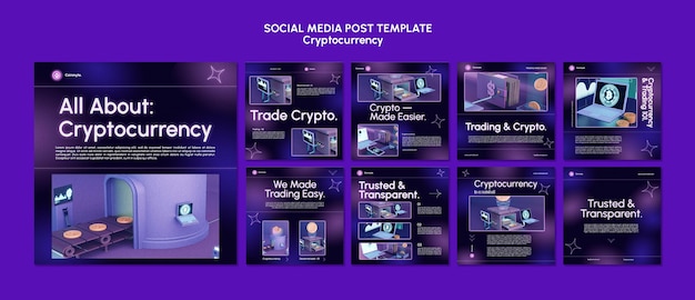 Gratis PSD cryptocurrency-ontwerpsjabloon van post op sociale media