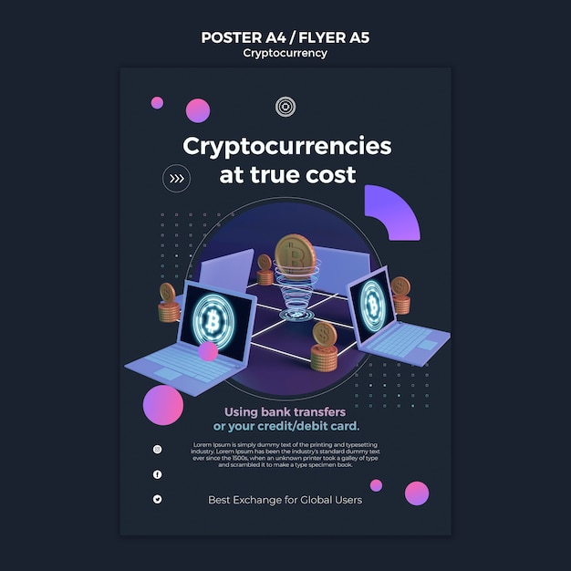 Cryptocurrency-ontwerpsjabloon van poster