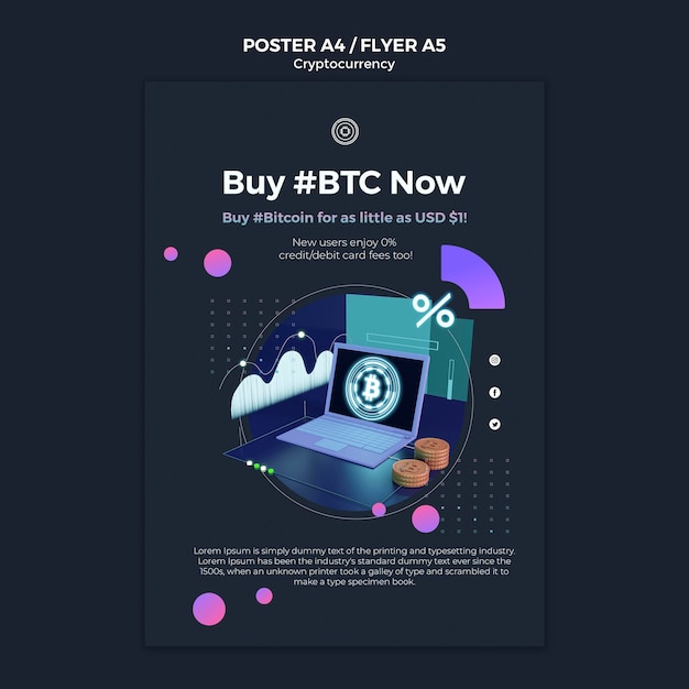 Gratis PSD cryptocurrency-ontwerpsjabloon van poster