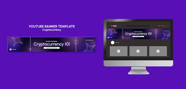 Cryptocurrency-ontwerpsjabloon van youtube-banner