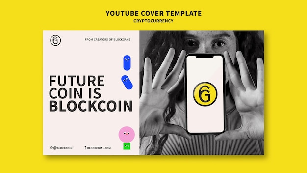 Gratis PSD cryptocurrency youtube-omslagsjabloonontwerp