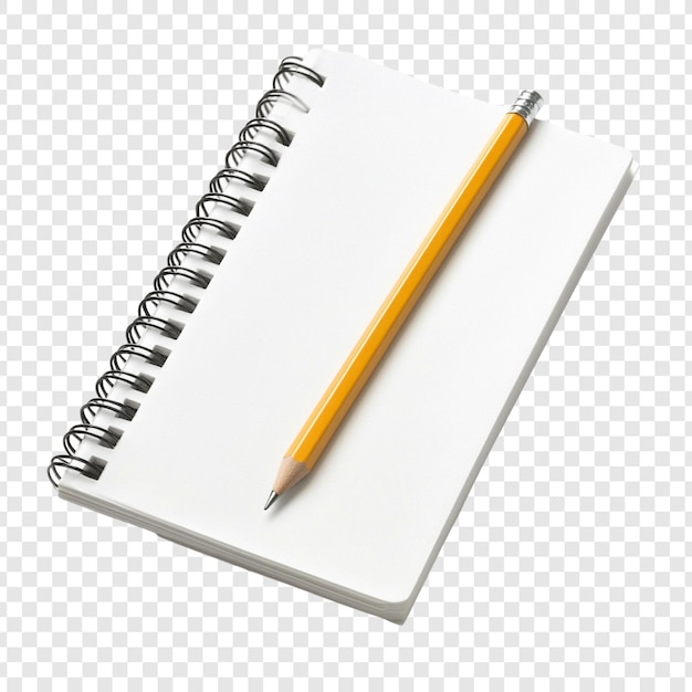 Cuaderno y lápiz en espiral en blanco listos para escribir