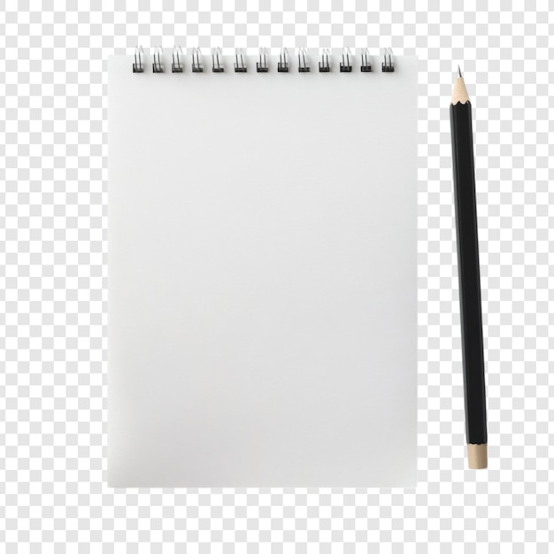Cuaderno y lápiz en espiral en blanco listos para escribir
