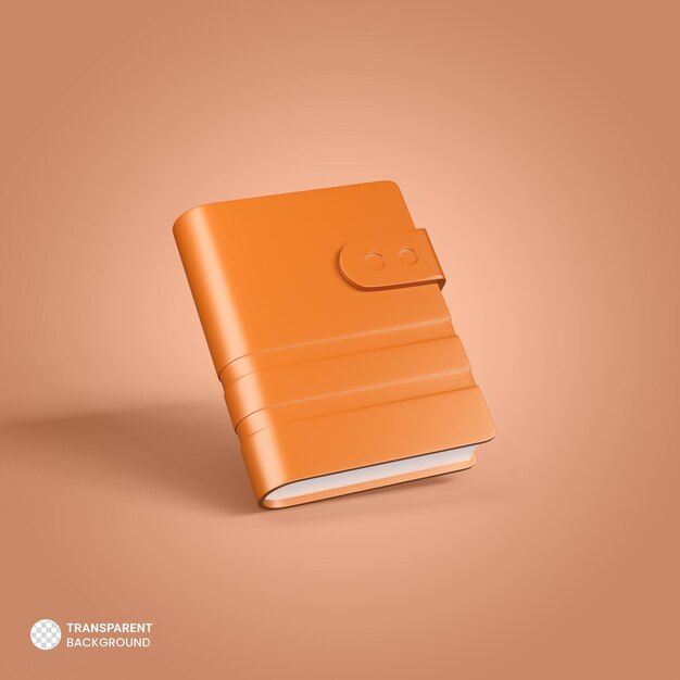 Cuaderno de tapa dura Diario icono aislado 3d render ilustración