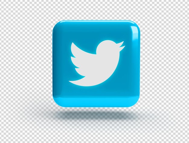 Cuadrado 3D con logotipo de Twitter