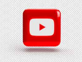 PSD gratuito cuadrado 3d con logotipo de youtube