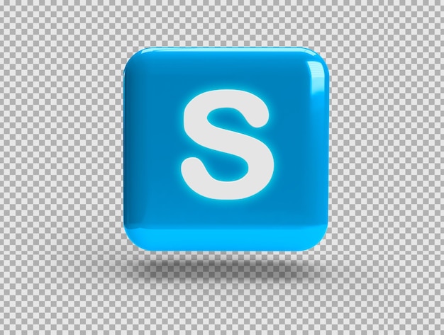 PSD gratuito cuadrado 3d realista con el logotipo de skype