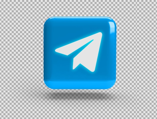 Cuadrado 3d realista con logotipo de telegram