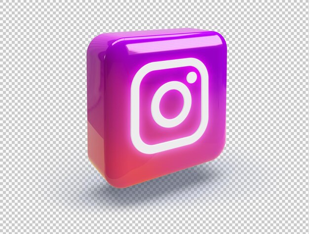 Cuadrado redondeado 3D con logo de Instagram brillante