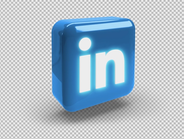 PSD gratuito cuadrado redondeado en 3d con el logotipo brillante de linkedin