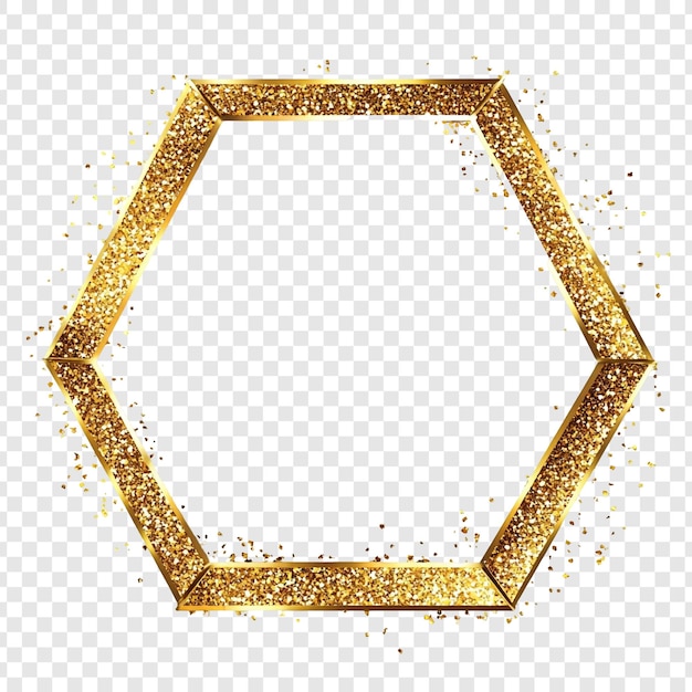 Cuadro de brillo hexagonal dorado Elemento de diseño elegante