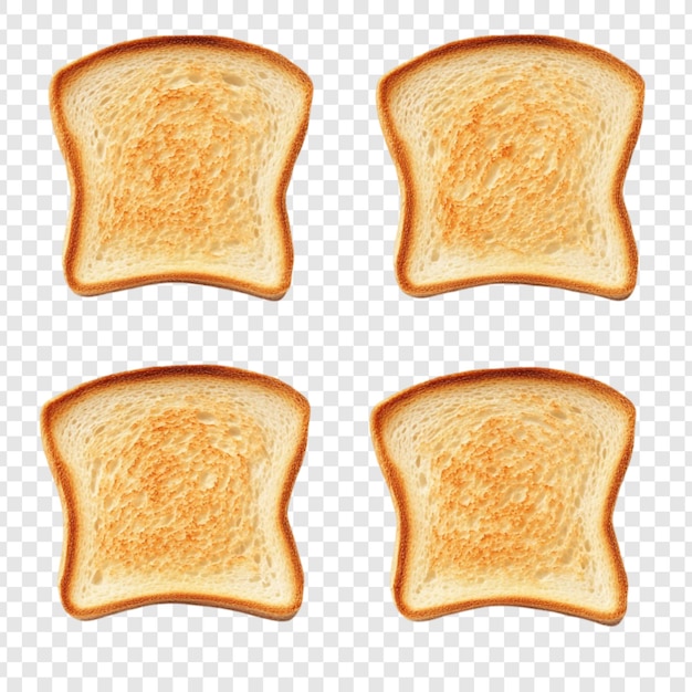 Cuatro rebanadas de pan tostado de color marrón dorado