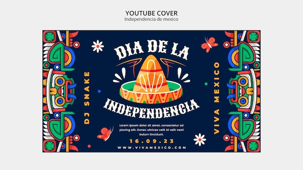 PSD gratuito la cubierta de youtube de la independencia de méxico