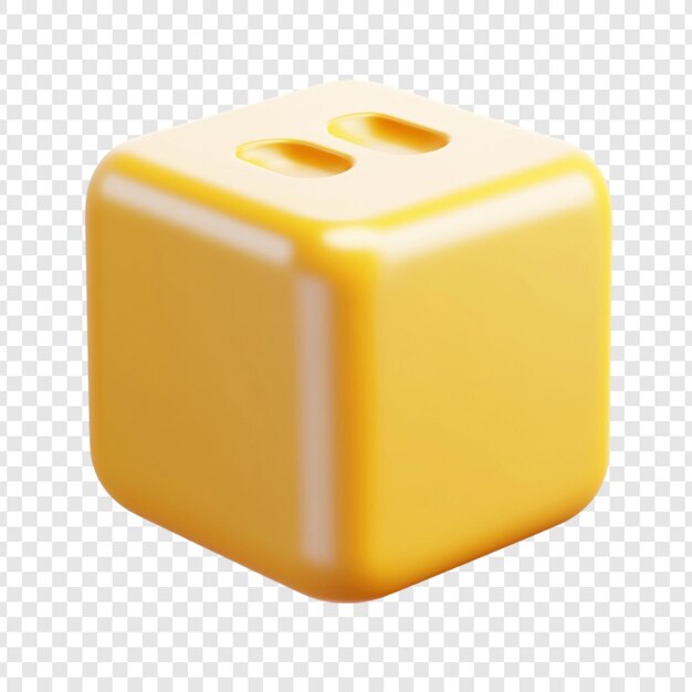 Cubo amarillo 3D hace un diseño simple dos hendiduras